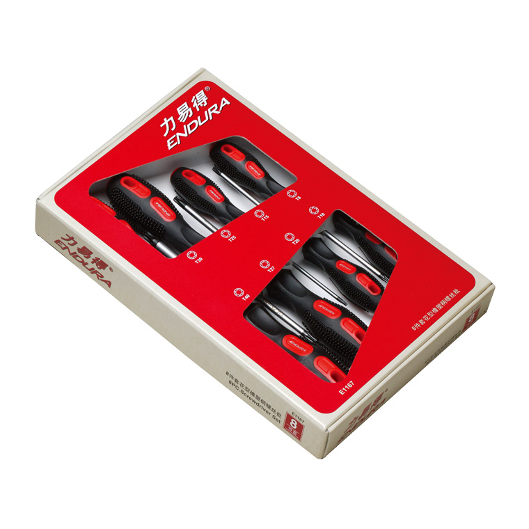 力易得 E1167 8件花型橡塑柄螺丝批